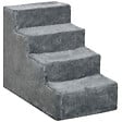 PAWHUT - Escalier pour chat - escalier pour chien - 4 marches - revêtement flanelle grande douceur haute densité - structure panneaux particules - gris - vignette