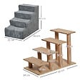 PAWHUT - Escalier pour chat - escalier pour chien - 4 marches - revêtement flanelle grande douceur haute densité - structure panneaux particules - gris - vignette