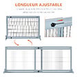 PAWHUT - Barrière de sécurité chien barrière autoportante longueur réglable dim. 104-183L x 36l x 69H cm bois pin gris acier noir - vignette