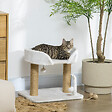 PAWHUT - Arbre à chat 2 griffoirs jute naturelle panier jeu 2 boules suspendues avec clochettes peluche blanche - vignette