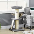 PAWHUT - Arbre à chat 3 griffoirs grattoirs sisal naturel plateforme panier 2 boules suspendues peluche haute densité 220 g/m² gris - vignette