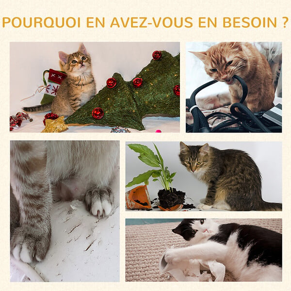 PAWHUT - Arbre à chat 3 griffoirs grattoirs sisal naturel plateforme panier 2 boules suspendues peluche haute densité 220 g/m² gris - large