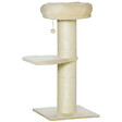 PAWHUT - Arbre à chat griffoir sisal naturel 2 plateforme panier observation jeu boule suspendue peluche beige - vignette