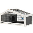 PAWHUT - Clapier cage à lapin - niche, plateau déjection, porte et toit ouvrant verrouillables, abreuvoir - acier noir sapin gris blanc - vignette