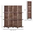 HOMCOM - Paravent intérieur 4 panneaux 3 étagères pliables séparateur de pièce portes persiennes bois de paulownia aspect acajou foncé - vignette