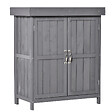 OUTSUNNY - Armoire de jardin sur pied double porte étagère et toit bitumé relevable dim. 74L x 43l x 88H cm bois sapin gris - vignette