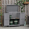 OUTSUNNY - Armoire de jardin sur pied double porte étagère et toit bitumé relevable dim. 74L x 43l x 88H cm bois sapin gris - vignette