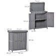 OUTSUNNY - Armoire de jardin sur pied double porte étagère et toit bitumé relevable dim. 74L x 43l x 88H cm bois sapin gris - vignette