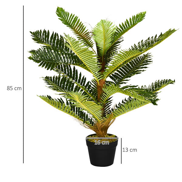 OUTSUNNY - Palmier artificiel H.0,85 m arbre artificiel tronc branches lichen feuilles grand réalisme pot inclus - large