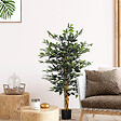 HOMCOM - Arbre artificiel plante artificiel ficus banian hauteur 1,3 m tronc branches liane lichen feuilles grand réalisme pot inclus - vignette