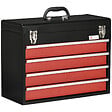 DURHAND - Boite à  outils métallique coffret à  outils caisse à  outils 4 tiroirs + plateau tôle acier rouge noir - vignette