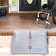 HOMCOM - Rampe de fauteuil roulant rampe de chargement antidérapante pliable avec bordures de sécurité max. 270 Kg alu. - vignette