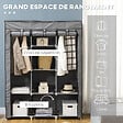 HOMCOM - Armoire penderie multi-rangement - 8 étagères, 2 barres - dim. 125L x 43l x 162,5H cm - acier noir non tissé gris - vignette
