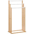 HOMCOM - Porte-serviette autoportant 3 barres - dim. 48L x 25l x 94H cm - bois bambou acier blanc - vignette