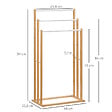 HOMCOM - Porte-serviette autoportant 3 barres - dim. 48L x 25l x 94H cm - bois bambou acier blanc - vignette