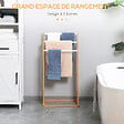 HOMCOM - Porte-serviette autoportant 3 barres - dim. 48L x 25l x 94H cm - bois bambou acier blanc - vignette