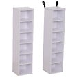 HOMCOM - Lot de 2 étagères colonnes armoire de rangement CD-DVD 6 + 6 compartiments dim. 21L x 19l x 88H cm capacité max. 204 CD blanc - vignette