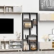 HOMCOM - Bibliothèque étagère meuble de rangement dim. 70L x 24l x 178H cm en zigazag et 8 espaces en panneau de particules noir - vignette