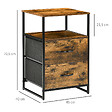 HOMCOM - Chiffonnier design industriel - 2 tiroirs, niche, plateau - châssis acier noir MDF aspect bois avec veinage - vignette