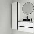 CERSANIT - Meuble colonne de salle de bain 160 cm blanc brillant - poignées noires - Virgo - vignette