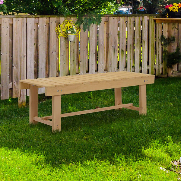 OUTSUNNY - Banc de jardin 2 places style rural chic assise à lattes dim. 110L x 38l x 35H cm bois de sapin pré-huilé - large
