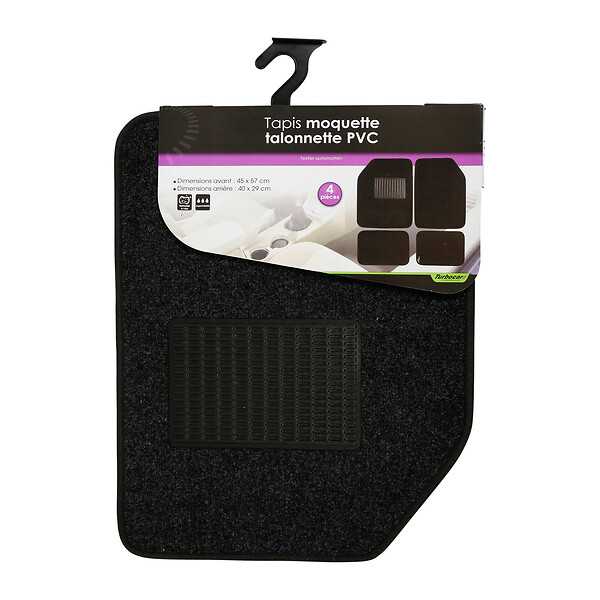 TURBOCAR - Tapis moquette avec talonette 4pcs - large