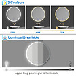AICA SANITAIRE - Simple Bluetooth LED rond miroir de salle de bain tricolore tactile avec anti-buée 80x80cm - vignette