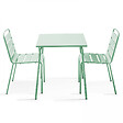 OVIALA - Ensemble table de jardin carrée et 2 chaises acier vert sauge - Palavas - vignette