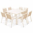 OVIALA - Ensemble table de jardin carrée et 8 fauteuils en métal ivoire - Palavas - vignette