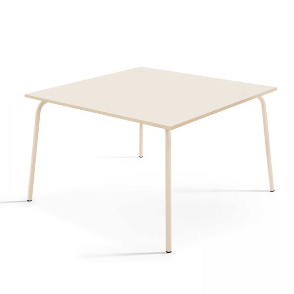 OVIALA - Ensemble table de jardin carrée et 8 fauteuils en métal ivoire - Palavas - large