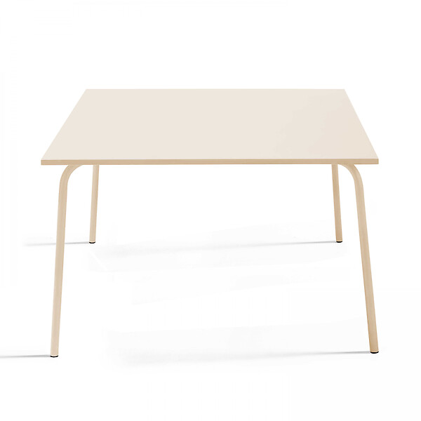 OVIALA - Ensemble table de jardin carrée et 8 fauteuils en métal ivoire - Palavas - large