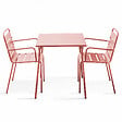 OVIALA - Ensemble table de jardin carrée et 2 fauteuils acier argile - Palavas - vignette