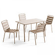 OVIALA - Ensemble table de jardin en métal et 4 chaises taupe - Palavas - vignette