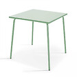 OVIALA - Ensemble table de jardin carrée et 4 fauteuils acier vert sauge - Palavas - vignette
