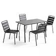 OVIALA - Ensemble table de jardin en métal et 4 chaises anthracite - Palavas - vignette