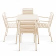 OVIALA - Ensemble table de jardin carrée et 4 fauteuils acier ivoire - Palavas - vignette