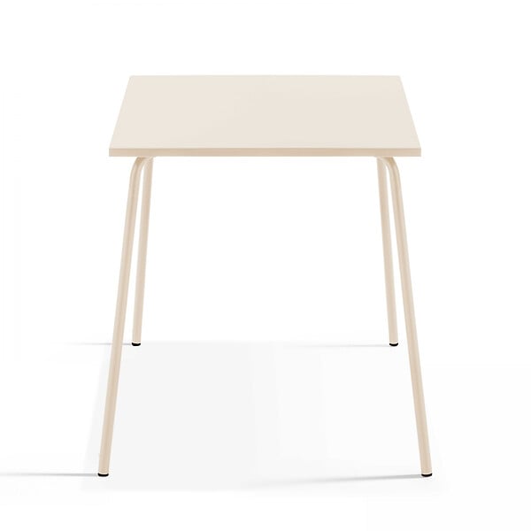 OVIALA - Ensemble table de jardin carrée et 4 fauteuils acier ivoire - Palavas - large