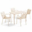 OVIALA - Ensemble table de jardin et 4 fauteuils en métal ivoire - Palavas - vignette