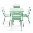OVIALA - Ensemble table de jardin et 4 chaises en métal vert sauge - Palavas - vignette