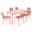 OVIALA - Ensemble table de jardin et 6 chaises en métal argile - Palavas - vignette