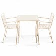 OVIALA - Ensemble table de jardin carrée et 2 fauteuils acier ivoire - Palavas - vignette
