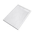 AURLANE - Receveur en acrylique Blanc Effet Pierre 80x120x4 cm + Grilles Linéaires Chrome et Blanche Mate - vignette
