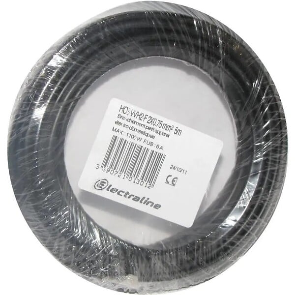 HANGER - Câble souple HO3 VVH2-F 5m 2 x 0,75mmÂ² noir - 60113023D - large