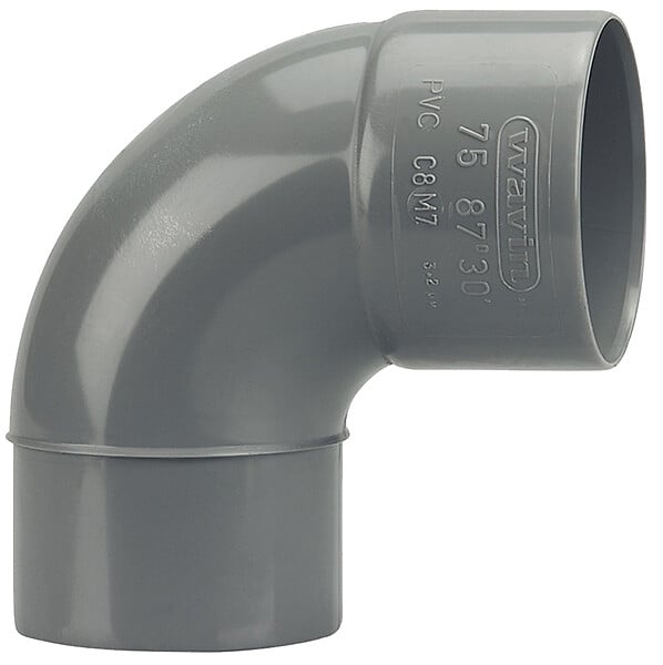 WAVIN - Coude PVC Wavin Mâle Femelle 87 30 Ø 75 WAVIN - large