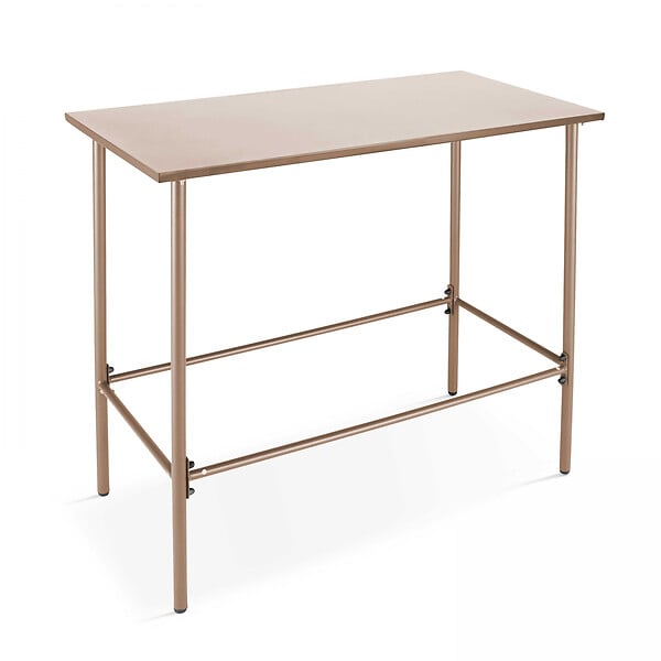 OVIALA - Ensemble table haute de jardin et 6 chaises en métal taupe - Palavas - large