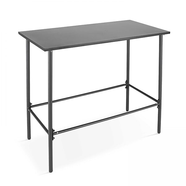 OVIALA - Ensemble table haute et 4 chaises de bar en métal gris - Palavas - large