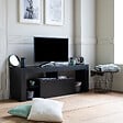 HAPPY GARDEN - Meuble TV 140cm noir à LED DARYL - vignette