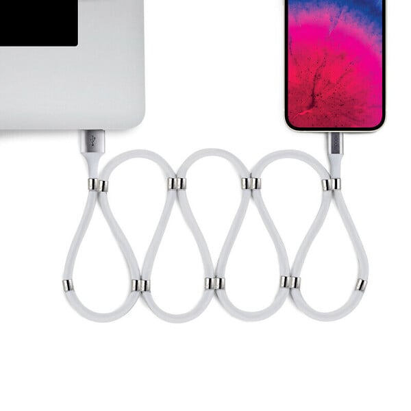 METRONIC - Câble aimanté USB-A vers Lightning - Blanc - 2 m - large