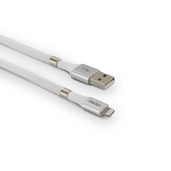 METRONIC - Câble aimanté USB-A vers Lightning - Blanc - 2 m - large
