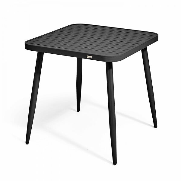 OVIALA - Ensemble table de jardin et 4 fauteuils en aluminium/bois noir - Bristol - large